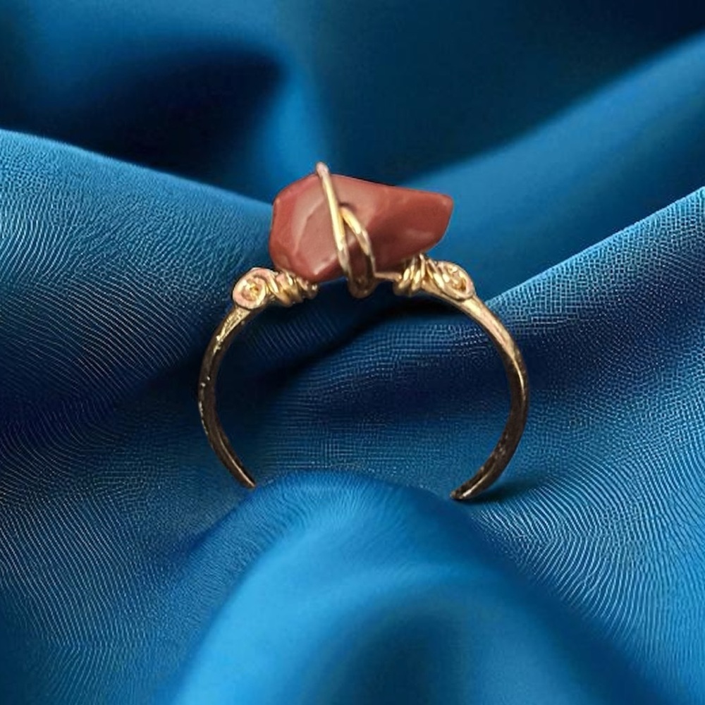 Fine Gold Dipped Handcut Natural Stone Ring - image 1